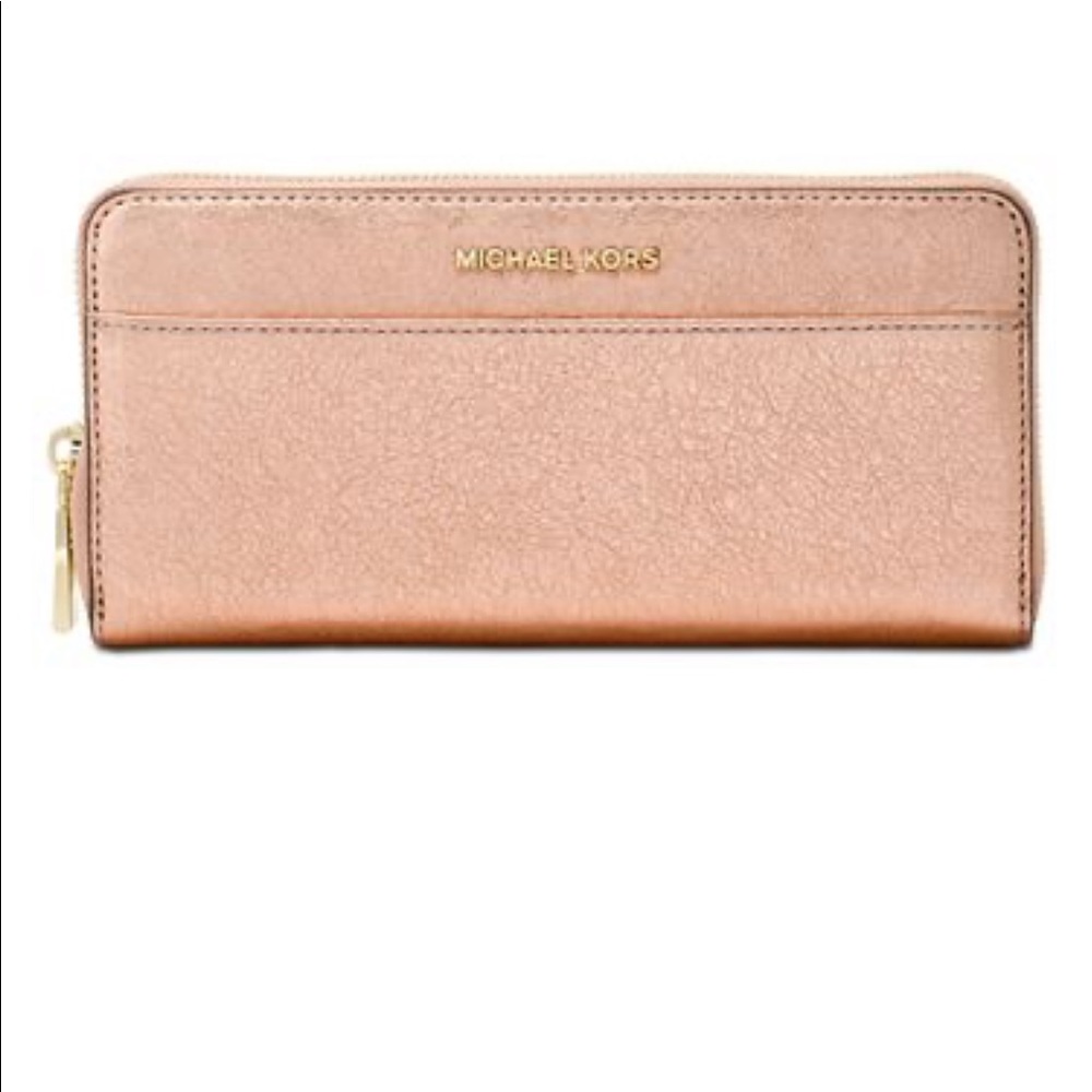 MICHAEL KORS | Gold Zip Around Continental Wallet